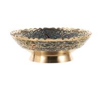 INOOMP Assiette D'offrande Bouddhiste en Laiton Bleu Motifs Uniques, Bol Polyvalent pour Offrandes et Décoration Intérieure Élégante