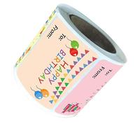 INOOMP Autocollants pour Fête d'Anniversaire 200 Pièces, Rouleau d'Étiquettes Joyeux Anniversaire Designs Colorés pour Décoration et Présents