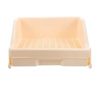 INOOMP Bac à Litière Beige Grille Amovible et Design Anti-éclaboussures pour Petits Animaux pour Apprentissage Propreté du Lapin