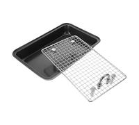 INOOMP Bac à Litière Profond pour Lapins en Acier Inoxydable Grille Amovible, Structure Robuste et Grand Espace, pour Cage Petits Animaux Stress
