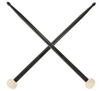 INOOMP Baguettes de Batterie à Double Extrémité en Feutre Noir, 1 Paire de Maillets Polyvalents pour Orchestre et Jazz, Accessoire Percussion pour Musiciens Professionnels