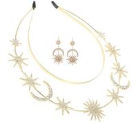 INOOMP Bandeau de Déesse en Alliage Étoiles et Lune, Design Unique et Éclat Solide, Accessoire Élégant pour Mariage ou Soirée