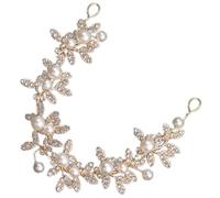 INOOMP Bandeau de Mariage Coiffure Élégante et Confortable en Alliage Or Perles Artificielles et Cristaux pour Mariée aux Soirées et Plages