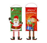 INOOMP Banderole Joyeux Noël en Tissu Pet 2 Pièces pour Décoration Murale et Bureau, Bannière Suspendue Festive Motif de Noël Joyeux et Ambiance de Fête