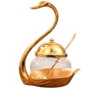 INOOMP Bocal à Épices Forme Cygne avec Cuillère Pot à Condiments Décoratif pour Sucre Sel Curry Récipient Cuisine Élégant pour Maison et Restaurant