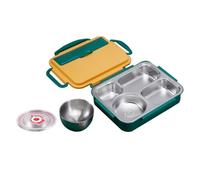 INOOMP Boîte à Bento Isotherme Repas Chaud 1,5 L Acier Inoxydable | Double Compartiment Couvercle et Poignée, Format Portable pour Soupes, Fruits, Bureau, Famille et Garçon Fille