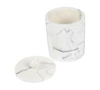 INOOMP Boîte à -tiges et Cure-Dents Marbre avec Couvercle Étanche Conteneur de Rangement Élégant pour Salle de Bain et Coiffeuse Texture Moderne avec Finition Polie