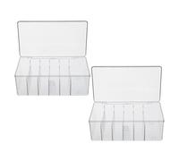INOOMP Boîte de Rangement Acrylique pour Cosmétiques et Pilules, Grosse Capacité, avec Couvercle Anti-poussière, Compartiments Séparés, Style Minimaliste Élégant, Lot de 2 Pièces