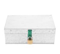 INOOMP Boîte de Rangement pour Documents Argenté Poignée Ergonomique en Fer et Protection de L'objet, Coffre Sécurisé Maison Bureau