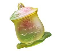 INOOMP Bol D'offrande en Verre Lotus pour Temple Bouddhiste, Capacité Large et Design Compact, pour Eau Bénite et Décor Spirituel