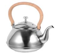 INOOMP Bouilloire en Acier Inoxydable avec Poignée en Bois 1,5l Capacité Grosse pour Maison Théière Classique Robuste avec Couvercle Argenté Élégante et Fonctionnelle
