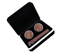 INOOMP Boutons de manchette en alliage et pince à cravate robuste pour homme, tenue de bureau, finition polie, marron, 1 set