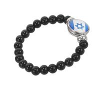 INOOMP Bracelet Drapeau Israël en Perles Noires Unisexe, Accessoire Patriotique Ajustable pour Poignet, pour Soutien et Souvenirs