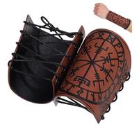 INOOMP Brassards Médiévaux Facile à Porter en PU Design Embossé 2 Pièces Accessoires Vikings pour Déguisement Moyen Âge et Événements Costumés