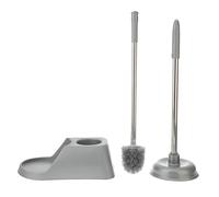 INOOMP Brosse à Toilettes WC et Support Stable en Plastique et Caoutchouc Set 1 avec Ventouse pour Nettoyage sans Angle Mort Salle de Bain à Domicile