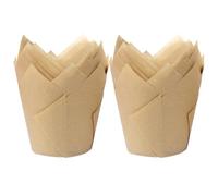 INOOMP Caissettes à Cupcakes Tulipes 100 Pcs en Papier Naturel Résistant la Chaleur L’huile pour Pâtisserie, Moules à Muffins Jetables Robustes, Accessoires de Cuisson pour Gâteaux