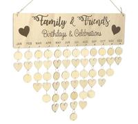 INOOMP Calendrier en Bois à Suspendre Créatif avec 50 Pendentifs Ronds et 50 Pendentifs de Cœur, Panneau Rappel Anniversaire, Décoration Maison Originale en Panneau Dense