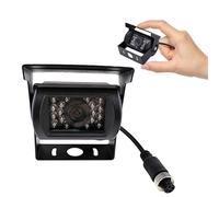 INOOMP Caméra de Recul pour Bus et Voiture Noire, Étanche Vision Nocturne Infrarouge, Plastique Solide, 18 LED IR, Connecteur Aviation 4 Broches, Vidéo