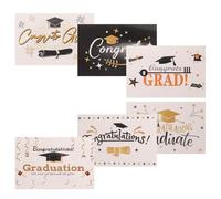 INOOMP Cartes de Vœux pour Remise de Diplôme 6 Pièces avec Enveloppes, Papier Épais Rigide Lisse, Cartes de Fin D'études Créatives Décoratives pour Fêtes et Présents Scolaires
