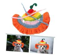 INOOMP Cat Bucket Hat with Ear Holes Soft Crochet Kitten Beanie for Birthday Parties and Halloween Cozy Knitted Rainbow Cap for Small Pets