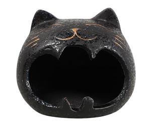 INOOMP Cendrier Décoratif en Céramique Forme Chat Noir, Grosse Capacité et Design Créatif, pour Bureau, Bars et Utilisation Extérieure