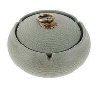 INOOMP Cendrier pour Usage Intérieur et Extérieur Céramique avec Couvercle, Base Stable, Design Moderne et Élégant au Bureau Plein Air