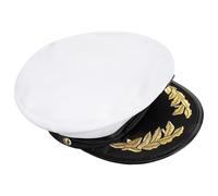 INOOMP Chapeau de Capitaine Blanc pour Garçon et Filles Taille M Casquette de Marin Unisexe Réglable en Tissu Lisse et Plastique, Accessoire Costume Marin Jeux de Rôle et Fêtes