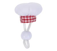 INOOMP Chapeau de Chef Miniature Tricoté Main pour Petits Animaux, Réglable Sangle Flexible, Motif Carreaux Rouge, Adapté pour Hamsters, Cochons d'Inde, Lapins et Reptiles, Accessoire