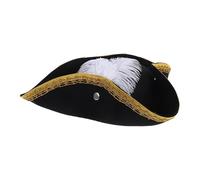 INOOMP Chapeau de Pirate Noir Confortable à Porter Plume Blanche en Tissu Non Tissé Accessoire Unique pour Fête Costumée et Carnaval Halloween