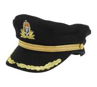 INOOMP Chapeau en Coton Confortable Noir Broderie Délicate de Capitaine de Marin et Finement Travaillé pour Garçon et Filles pour Cosplay et Fêtes Costumées