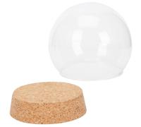 INOOMP Cloche Sphérique en Verre Transparente avec Base en Liège | Dôme Décoratif Clair, Surface Lisse et Stable, Protège les Ornements, pour Anniversaires et Présents Personnels
