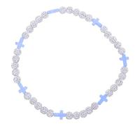 INOOMP Collier croix perlée baseball, bijou de sport bling-bling 45 cm | Collier ras du cou à perles avec pendentif croix, idéal pour les cadeaux religieux de Noël ; chaîne en corde pour les