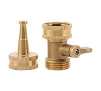 INOOMP Connecteur Tuyau Arrosage en Cuivre Or avec Robinet à Bille et Interrupteur Pratique, Débit d'eau Réglable, pour L'entretien Pelouse Nettoyage du Patio