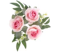 INOOMP Couronne de Bougie à Fleurs Artificielles Roses, Anneau Décoratif pour Bougies Chauffe-Plat, Centre de Table Mariage en Rose, Décoration Élégante pour Vitrine et Cérémonie