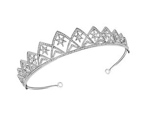 INOOMP Couronne de Mariage avec Cristaux Scintillants en Alliage Argenté Artisanat Fait Main, Maintien des Cheveux lors de Banquets et Cérémonies pour Femmes