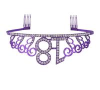 INOOMP Couronne Numérotée 18 Ans Violette en Strass, Accessoire de Coiffure Délicat et Décoration Gâteau D'anniversaire, Bandeau Élégant pour Femmes et Filles, pour Fête Anniversaire