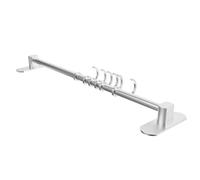 INOOMP Crochet Mural Porte-ustensiles Cuisine 40 Cm en Aluminium Spatial Argenté, 6 Crochets sans Perçage, Support Mural Pratique pour Rangement la Cuisine et Organisation D’ustensiles