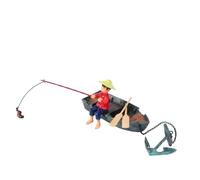 INOOMP Décoration D'aquarium en Résine Pêcheur Animé à Pompe à Air, Ornement Solide Respirant, Décor Paysage Aquatique, Taille Moyenne pour Aquarium Poissons Et Aquariophiles