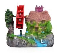 INOOMP Décoration D'aquarium Roue à Eau Pneumatique en Chaumière, en Résine, Taille Unique, Décor De Micro-scène, pour Aquarium Et Bassin, Adapté Aux Poissons d'eau Douce