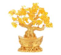 INOOMP Décoration d'arbre Fortune en Résine Pierre Cristal Jaune