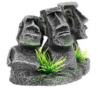 INOOMP Décoration Moaï en Résine pour Aquarium d'eau Douce, Statuette Mini Moaï Résistante à l'usure, Ornement pour Aquarium Cachette pour Poissons Betta et Tortues, Accessoire Décoratif