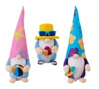 INOOMP Décorations de Gnomes de Plage D'été 3 Pièces en Tissu et Coton PP pour Bureau, Accessoires Mignons pour Décoration Intérieure et Ambiance Estivale