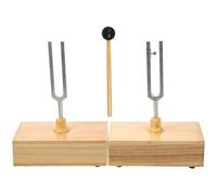 INOOMP Diapason 440 Hz en Métal avec Socle en Bois et Marteau, Outil D'expérimentation Acoustique Éducatif pour Physique, Jeu de Fourche Tournante pour Accordage et Expériences Sonores
