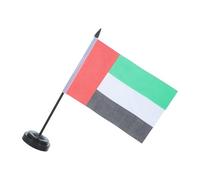 INOOMP Drapeau de Table des Émirats Arabes Objet Symbolique en Polyester avec Base Stable pour Bureau ou Salle D'étude