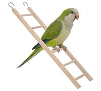 INOOMP Échelle en Bois Beige pour Cage Développant L'intelligence et Usure des Griffes pour Oiseaux et Hamsters Crochets Métalliques Accessoire Suspendu pour Perroquets