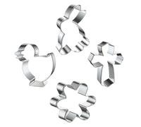 INOOMP Emporte-pièces Poussin Set de 4 en Acier Inoxydable Forme Lapin, Fleur Croix Façonnage Rapide et Solide pour Biscuits de Pâques Usage Domestique