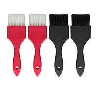 INOOMP Ensemble 4 Pinceaux à Teinture Capillaire Professionnels pour Salon de Coiffure, Brosse Épaisse Poils Uniformes, Couleurs Noir et Rouge, Outil Précis pour Coloration et Mèches