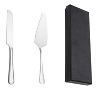 INOOMP Ensemble Couteau et Spatule à Gâteau Design Romantique en Acier Inoxydable Réutilisable Argenté pour Pâtisserie Maison et Professionnelle