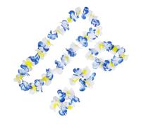 INOOMP Ensemble de 3 Guirlande Hawaïenne Kit Fleurs Artificielles Décorations Tropicales Bleu Blanc pour Fête Plage et Costume