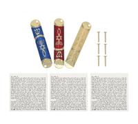 INOOMP Ensemble de 3 Mezouzot en Métal Parchemin Casher, Étuis Peints pour Porte D’Entrée, pour Bénédiction de Pendaison de Crémaillère et Décoration Hébraïque